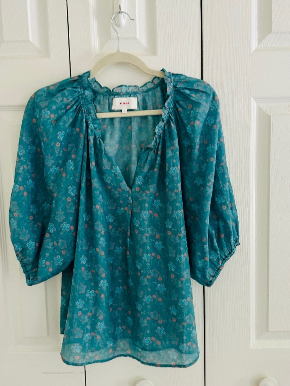 Xirena blue silk blouse M